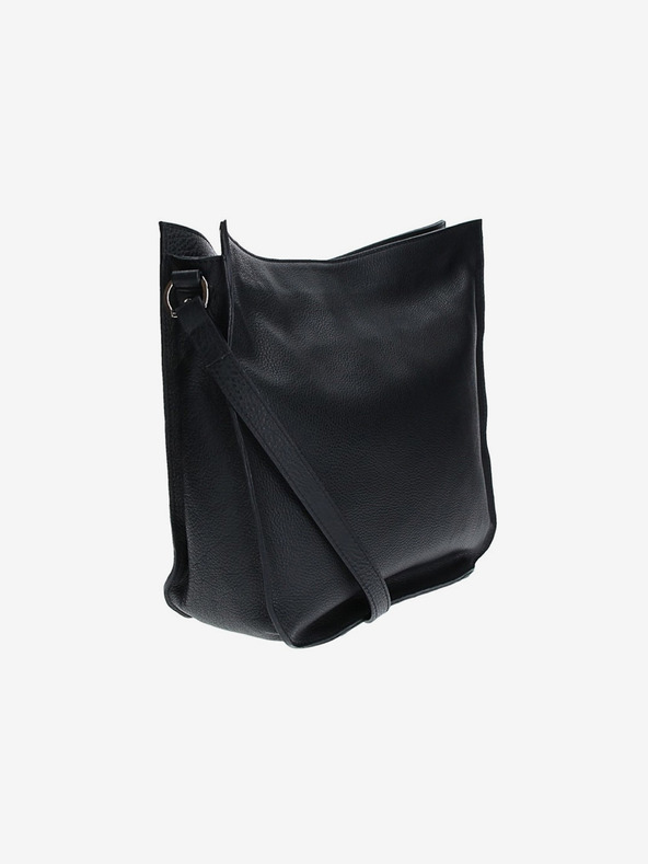 Elega Μαύρη γυναικεία δερμάτινη τσάντα crossbody ELEGA Hobie