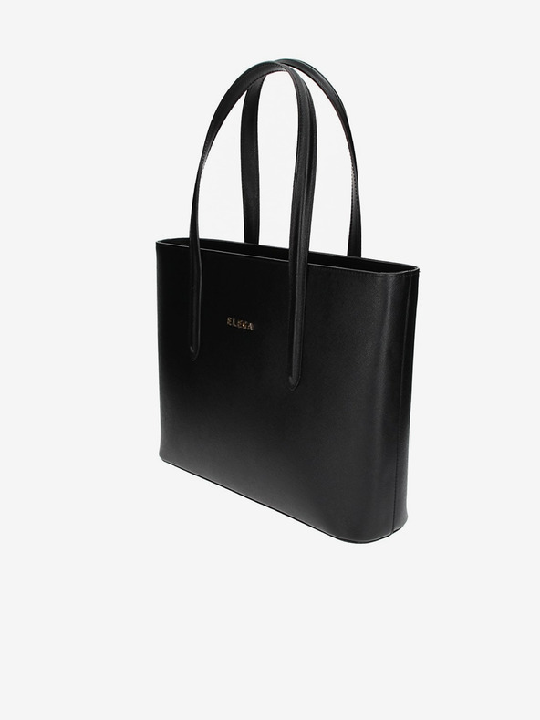 Elega Μαύρη γυναικεία δερμάτινη τσάντα σταυρός ELEGA Simone Gold