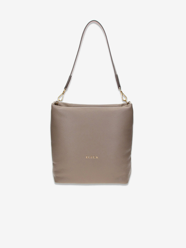 Elega Μπεζ Γυναικεία δερμάτινη τσάντα Crossbody Elega Fluffy