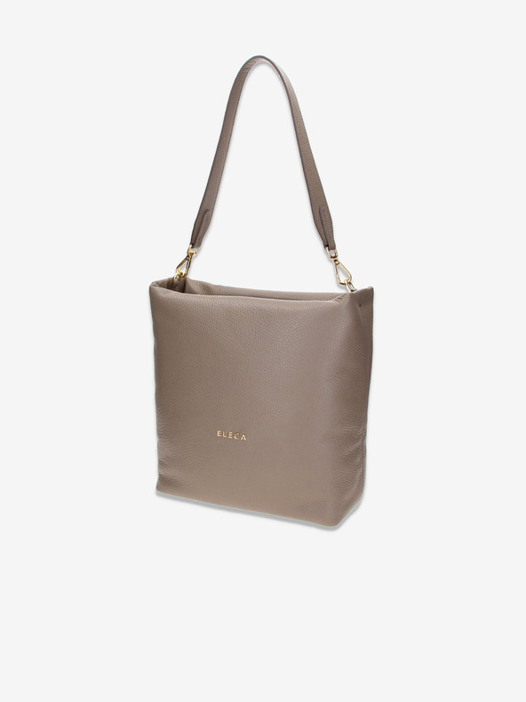 Elega Μπεζ Γυναικεία δερμάτινη τσάντα Crossbody Elega Fluffy