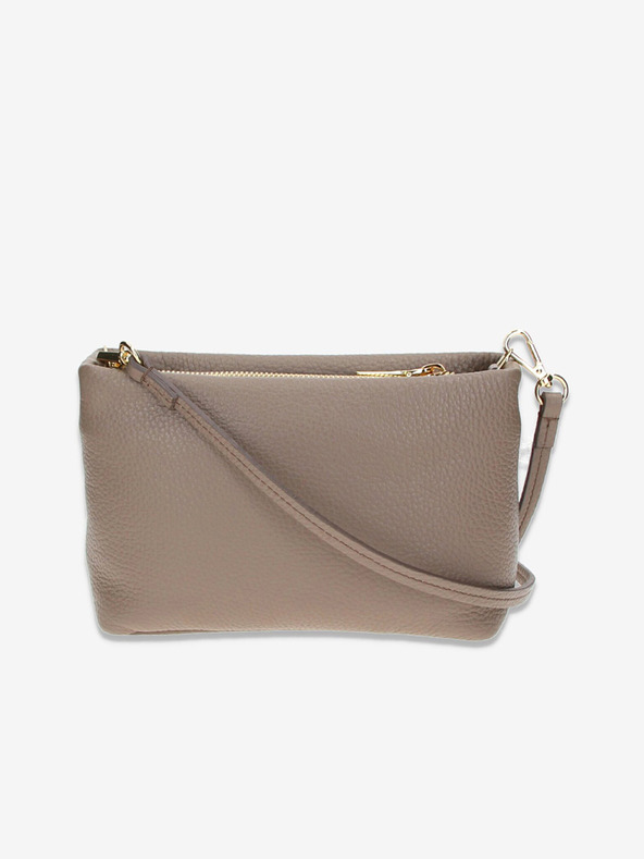 Elega Μπεζ Γυναικεία δερμάτινη τσάντα Crossbody Elega Fluffy