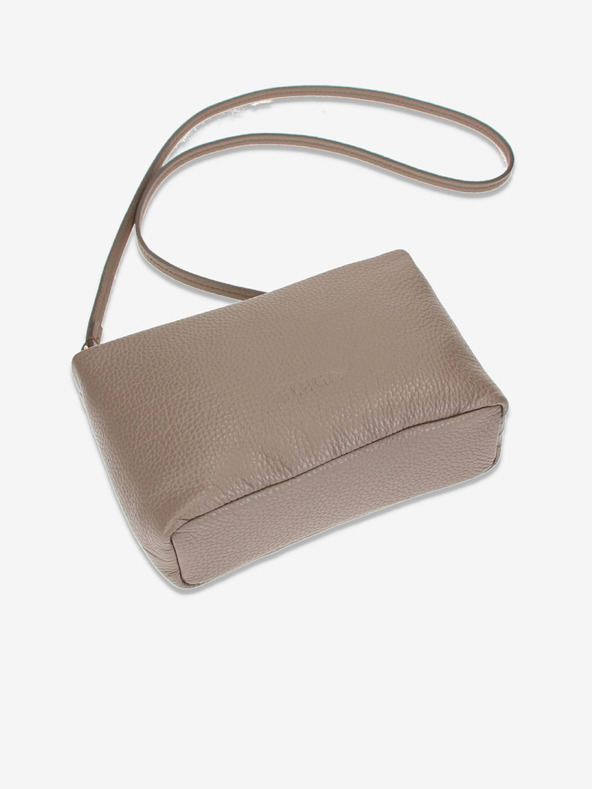 Elega Μπεζ Γυναικεία δερμάτινη τσάντα Crossbody Elega Fluffy