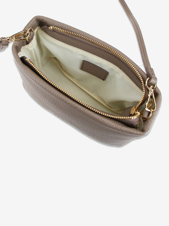 Elega Μπεζ Γυναικεία δερμάτινη τσάντα Crossbody Elega Fluffy