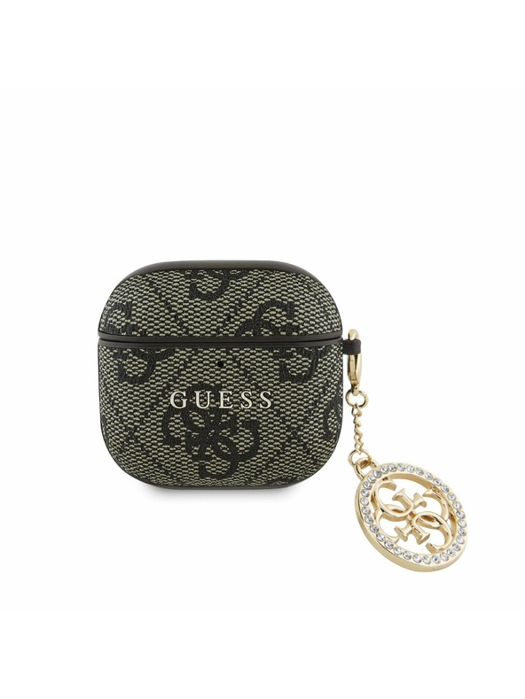 Guess Guess 4G Script PC/PU Charm Θήκη για AirPods 4 Καφέ