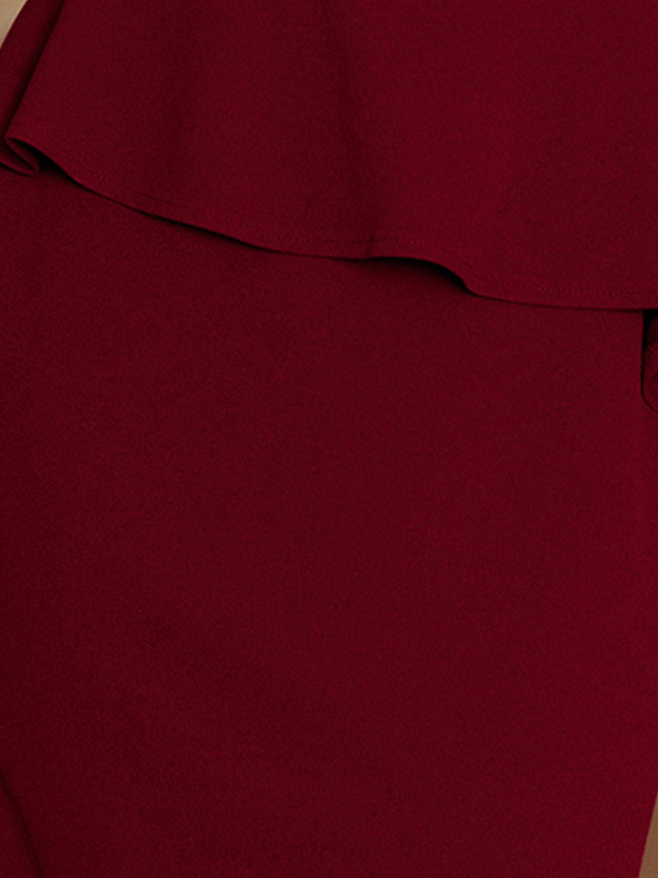 numoco Κομψό μίντι φόρεμα με βολάν - μπορντό Numoco