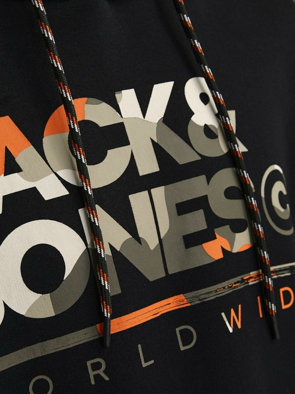 Jack & Jones Μαύρο Jack & Jones ανδρικό φούτερ με κουκούλα