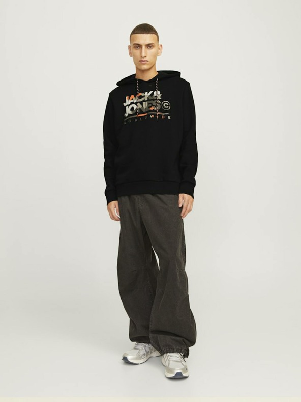 Jack & Jones Μαύρο Jack & Jones ανδρικό φούτερ με κουκούλα
