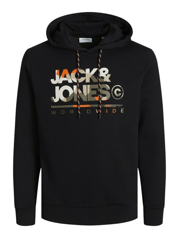 Jack & Jones Μαύρο Jack & Jones ανδρικό φούτερ με κουκούλα