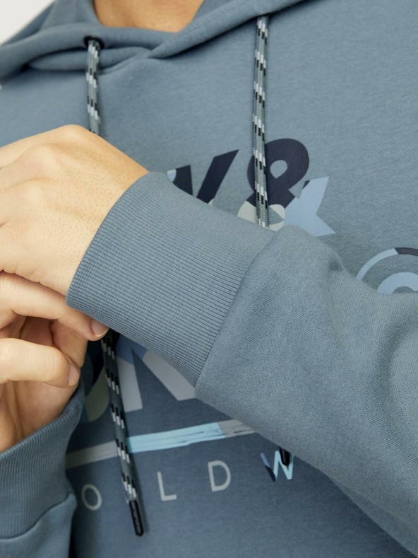 Jack & Jones Μπλε ανδρικό φούτερ Jack & Jones με κουκούλα