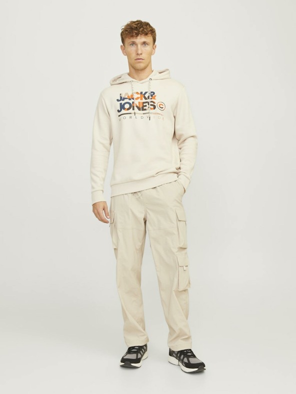 Jack & Jones Jack & Jones Ανδρικό μπεζ φούτερ με κουκούλα