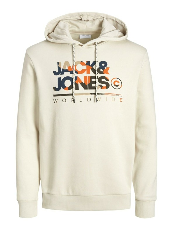 Jack & Jones Jack & Jones Ανδρικό μπεζ φούτερ με κουκούλα