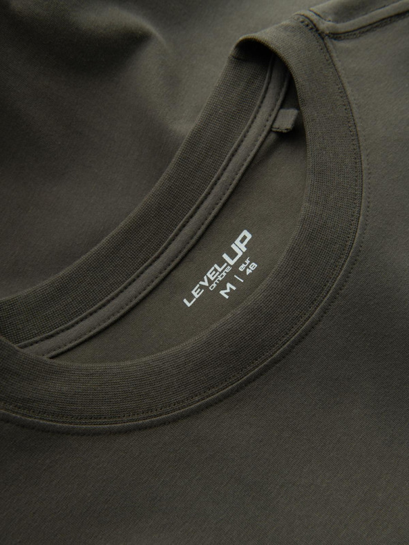 Ombre Clothing Ανδρικό βαμβακερό LOOSE FIT μακρυμάνικο μπλουζάκι με στρογγυλό λαιμό - γκρι-πράσινο V3 OM-LSBC-0129 Ombre Clothing