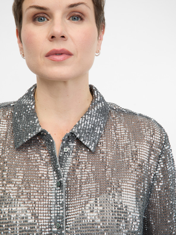 Orsay Ασημί γυναικεία μπλούζα με γιακά ORSAY