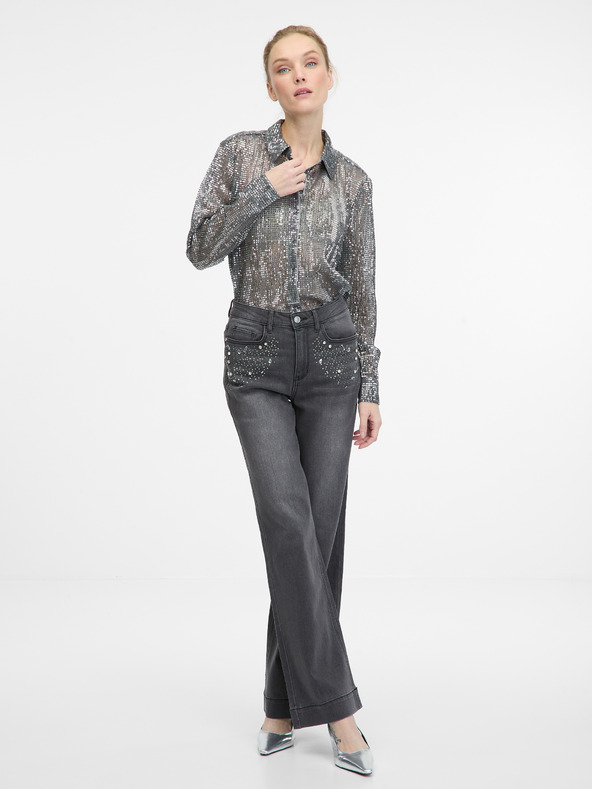 Orsay Ασημί γυναικεία μπλούζα με γιακά ORSAY