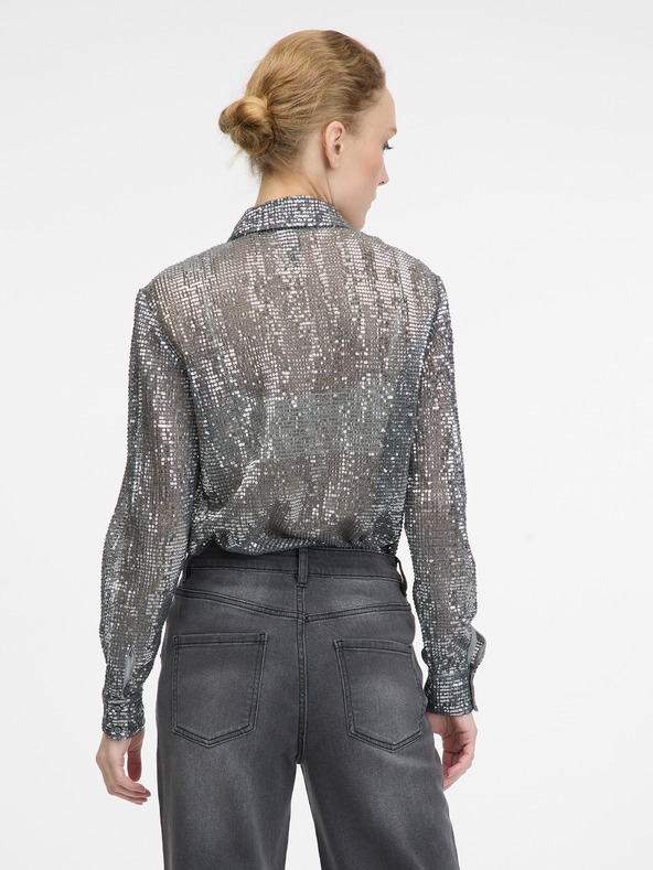 Orsay Ασημί γυναικεία μπλούζα με γιακά ORSAY