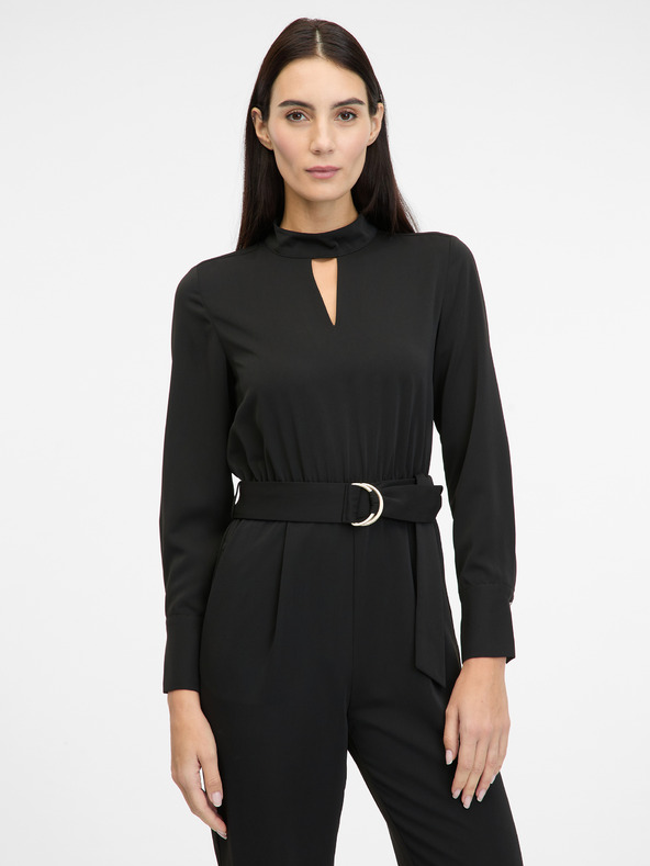 Orsay Μαύρη γυναικεία ολόσωμη φόρμα με μακρύ μανίκι ORSAY