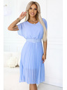 numoco 465-4 MIA Μίντι φόρεμα σε στιλ σιφόν με πλατιά ζώνη - ανοιχτό μπλε