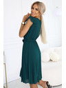 numoco 374-8 POLINA Πλισέ φόρεμα με ντεκολτέ και βολάν - πράσινο