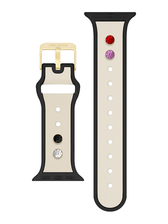 Anne Klein Σιλικόνης κρεμ-μαύρο λουράκι Anne Klein για Apple Watch 38/40/41