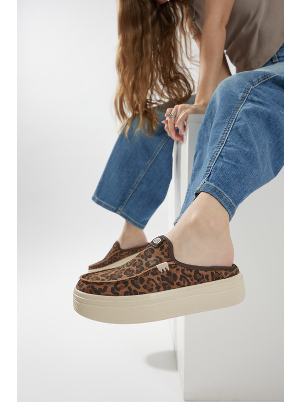 Hey Dude Γυναικείες παντόφλες πλατφόρμας με λεοπάρ μοτίβο Hey Dude