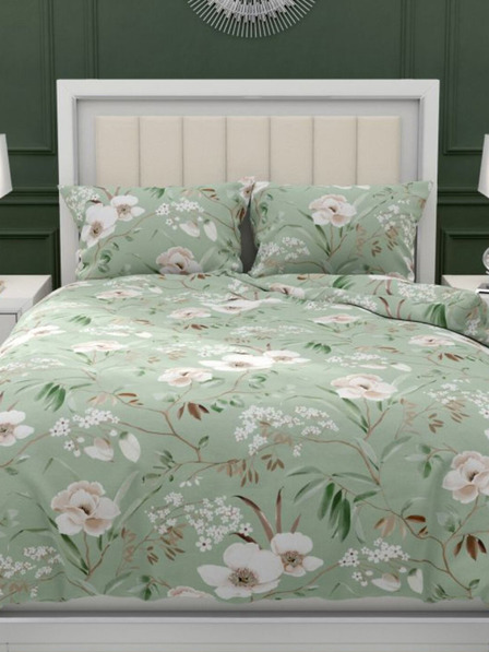 Kvalitex Γαλλικό βαμβακερό σεντόνι DELUX 240x200, 70x90cm MAGNOLIA πράσινο