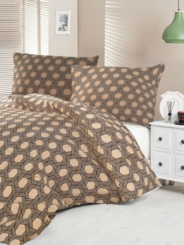 Kvalitex Σατέν γαλλικό σετ κλινοσκεπασμάτων Luxury Collection 1+2, 220x200, 70x90εκ Carero μπεζ Kvalitex