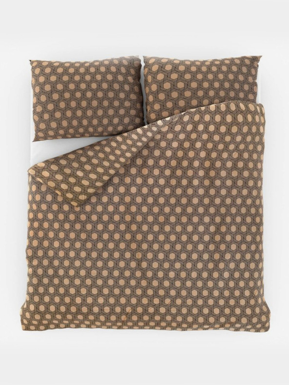 Kvalitex Σατέν γαλλικό σετ κλινοσκεπασμάτων Luxury Collection 1+2, 220x200, 70x90εκ Carero μπεζ Kvalitex