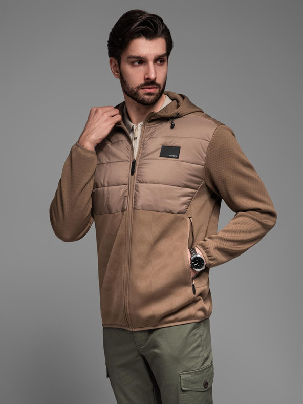 Ombre Clothing Ανδρικό ελαφρύ έγχρωμο αθλητικό μπουφάν με fleece Ombre Clothing