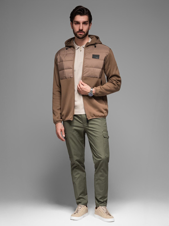 Ombre Clothing Ανδρικό ελαφρύ έγχρωμο αθλητικό μπουφάν με fleece Ombre Clothing