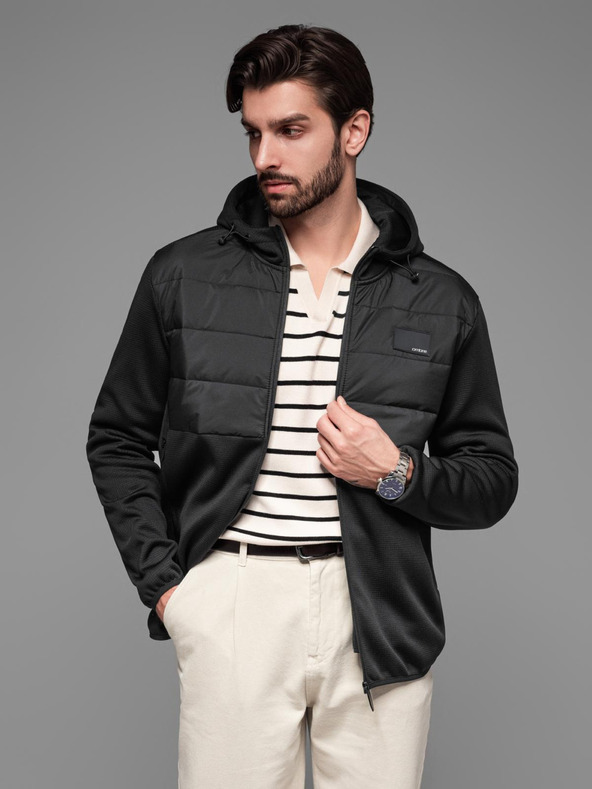 Ombre Clothing Ανδρικό ελαφρύ έγχρωμο αθλητικό μπουφάν με fleece Ombre Clothing