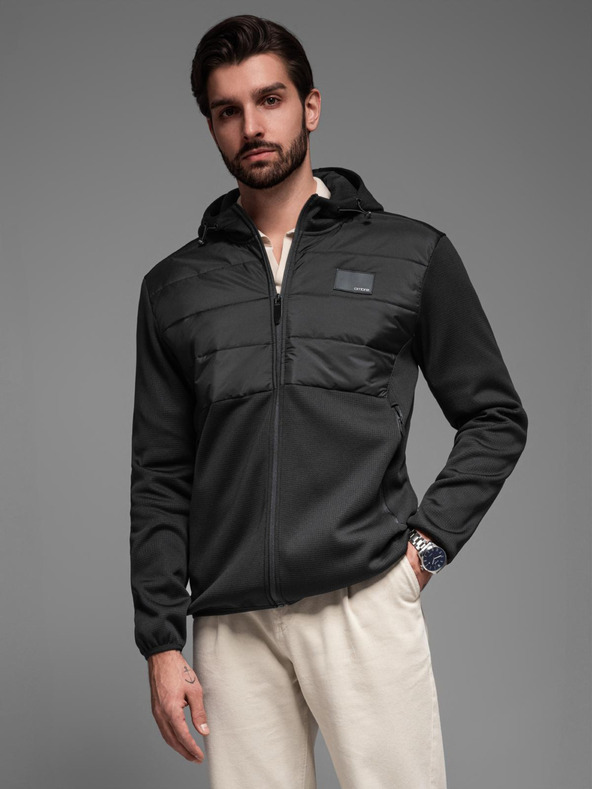 Ombre Clothing Ανδρικό ελαφρύ έγχρωμο αθλητικό μπουφάν με fleece Ombre Clothing