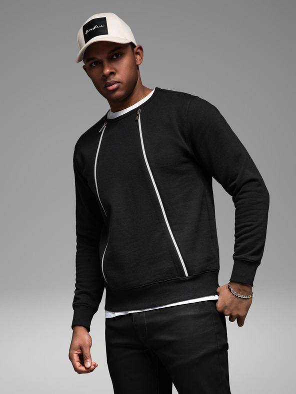 Ombre Clothing Πλυμένη ανδρική φούτερ με διακοσμητική ραφή στο λαιμό Ombre Clothing