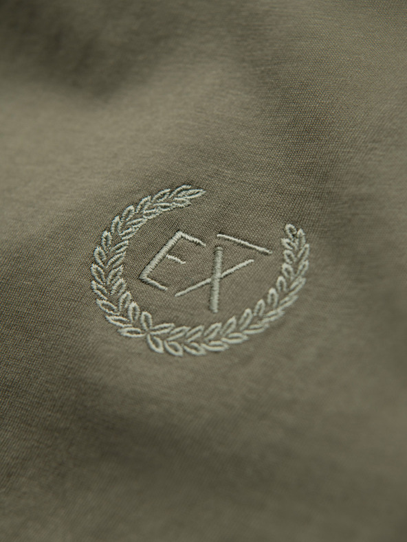 Ombre Clothing Ανδρικό βαμβακερό t-shirt με μακρύ μανίκι, ριγέ λαιμόκοψη U και κέντημα Ombre Clothing