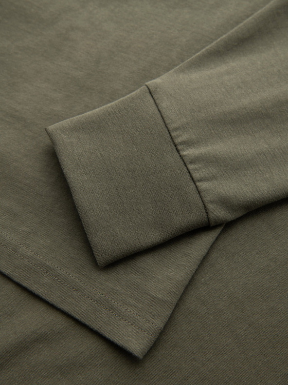 Ombre Clothing Ανδρικό βαμβακερό t-shirt με μακρύ μανίκι, ριγέ λαιμόκοψη U και κέντημα Ombre Clothing