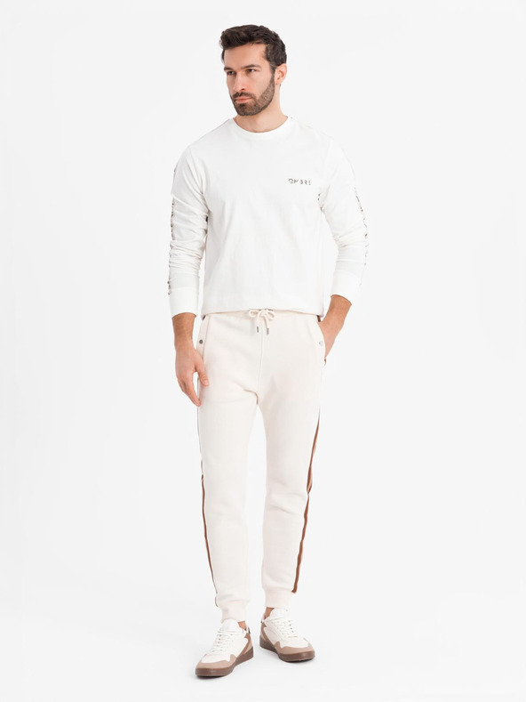 Ombre Clothing Ανδρικό βαμβακερό t-shirt με μακρύ μανίκι και επένδυση και τύπωμα στο στήθος Ombre Clothing