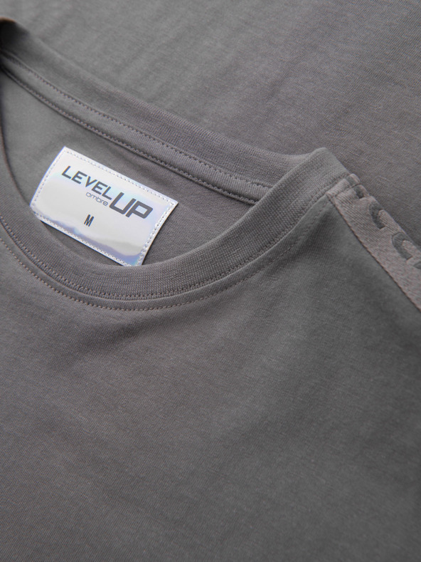 Ombre Clothing Ανδρικό βαμβακερό t-shirt με μακρύ μανίκι και επένδυση και τύπωμα στο στήθος Ombre Clothing