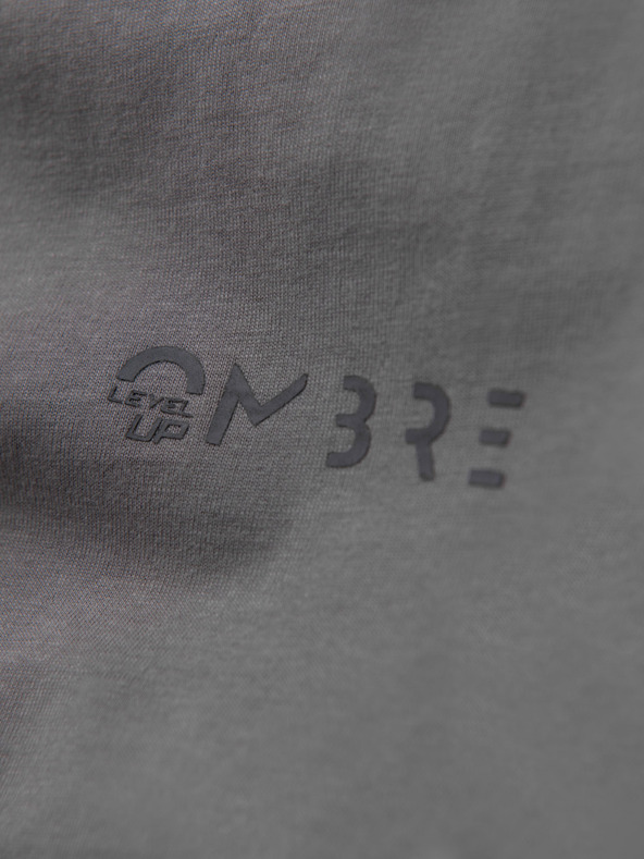 Ombre Clothing Ανδρικό βαμβακερό t-shirt με μακρύ μανίκι και επένδυση και τύπωμα στο στήθος Ombre Clothing