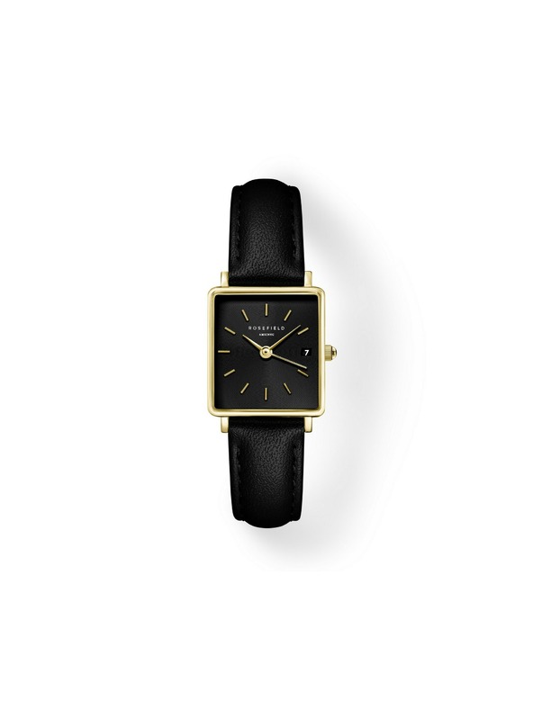 Rosefield Γυναικείο ρολόι Rosefield Boxy XS Black Leather QBBLG-Q53