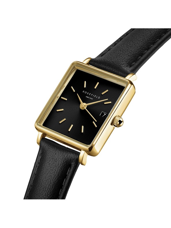 Rosefield Γυναικείο ρολόι Rosefield Boxy XS Black Leather QBBLG-Q53