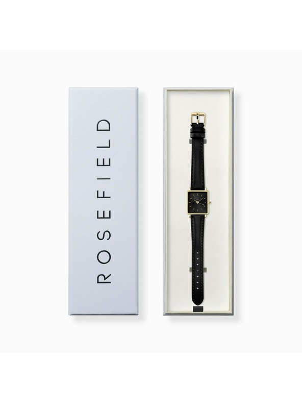 Rosefield Γυναικείο ρολόι Rosefield Boxy XS Black Leather QBBLG-Q53