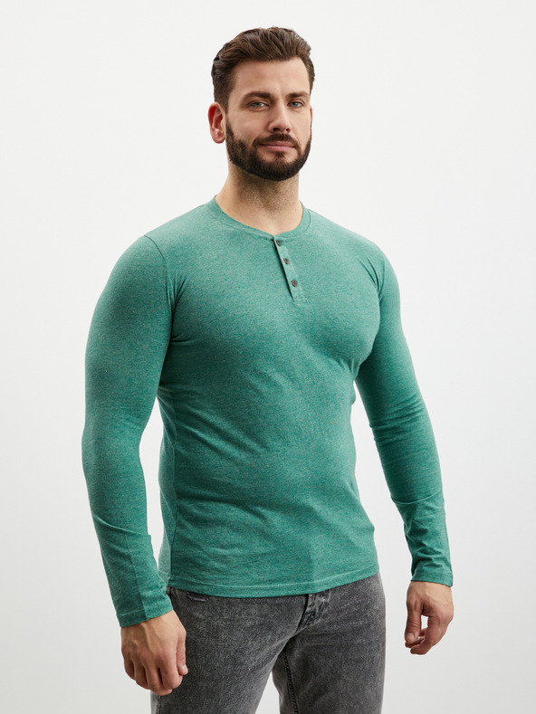 ZOOT.lab Πράσινο ανδρικό μπλουζάκι με κουμπιά ZOOT.lab Diego