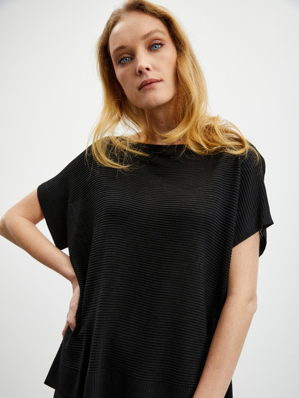 ZOOT.lab Μαύρο γυναικείο γιλέκο με λινό ζακέτα ZOOT.lab Danae