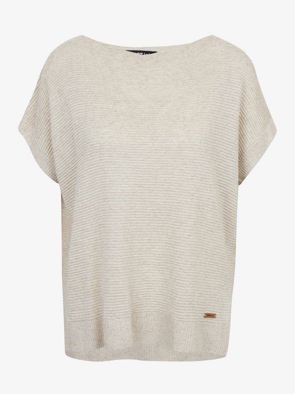 ZOOT.lab Μπεζ γυναικείο γιλέκο με λινό ζακέτα ZOOT.lab Danae