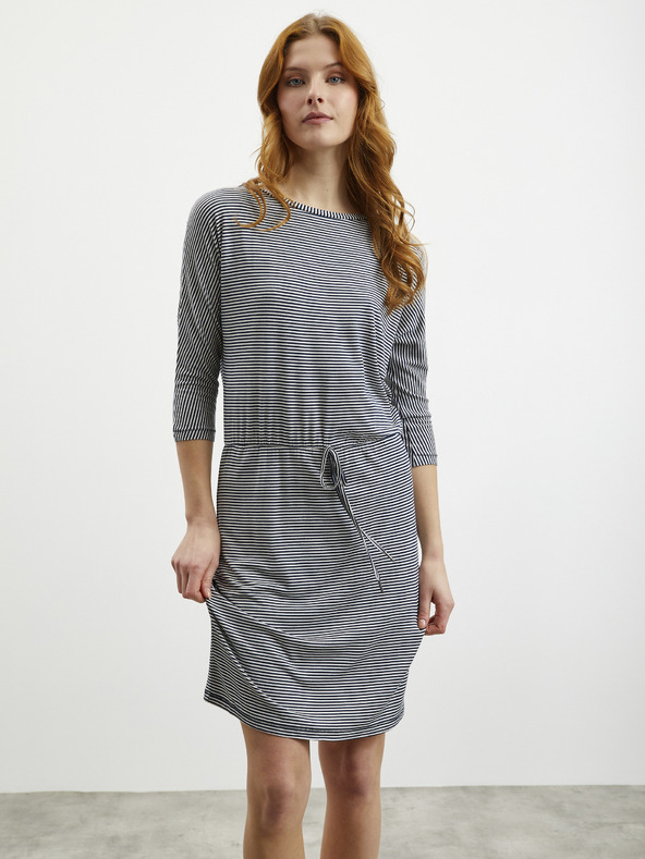 ZOOT.lab Λευκό και μπλε γυναικείο ριγέ φόρεμα με γραβάτα ZOOT.lab Demi