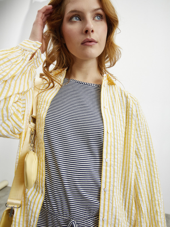 ZOOT.lab Λευκό και μπλε γυναικείο ριγέ φόρεμα με γραβάτα ZOOT.lab Demi