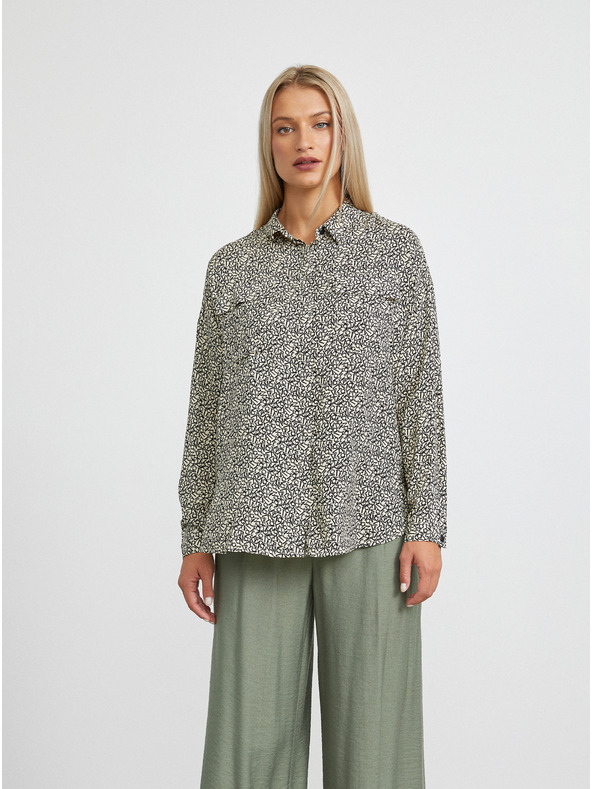 ZOOT.lab Μαύρο και κρεμ γυναικείο χαλαρό πουκάμισο με μοτίβο METROOPOLIS από την ZOOT.lab Ingrid