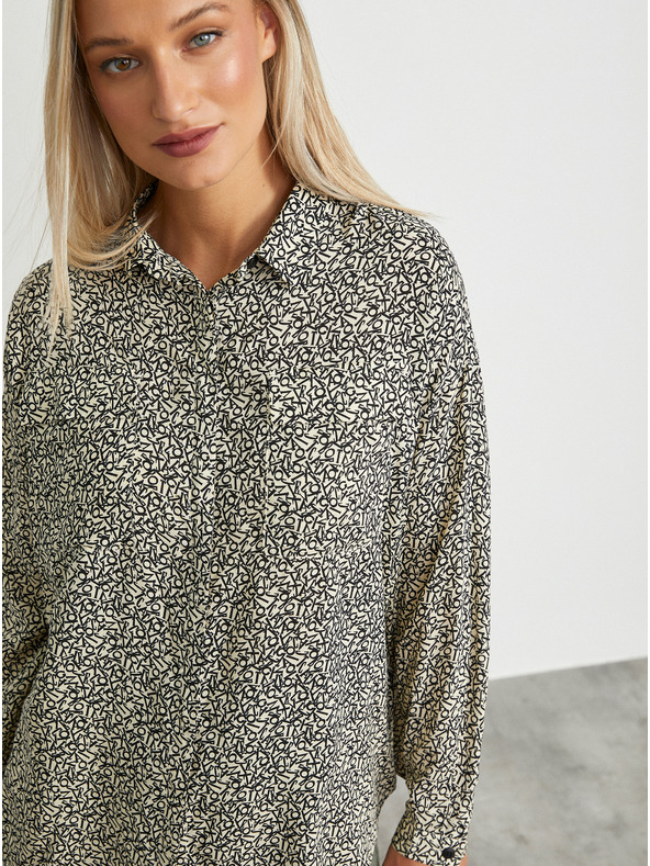ZOOT.lab Μαύρο και κρεμ γυναικείο χαλαρό πουκάμισο με μοτίβο METROOPOLIS από την ZOOT.lab Ingrid