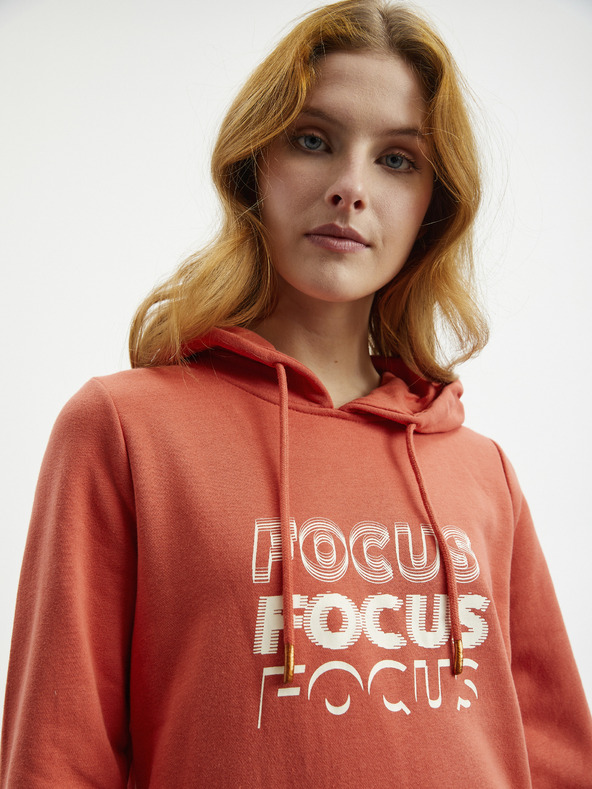 ZOOT.lab Κοραλλί γυναικείο φούτερ με κουκούλα και φόρεμα με στάμπα ZOOT.lab Debby