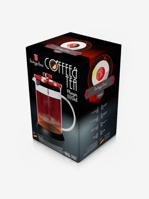 Berlingerhaus Τσάι και καφετιέρα French Press 600 ml Βουργουνδία Metallic Line BERLINGERHAUS