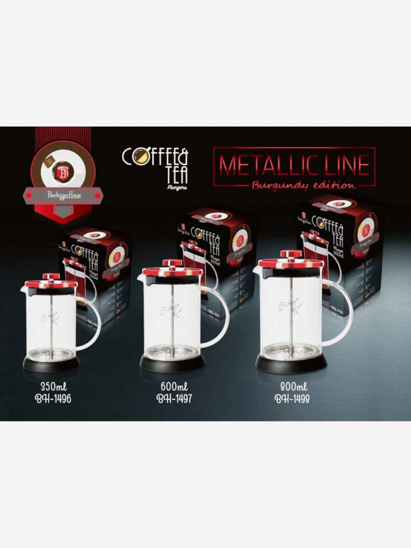 Berlingerhaus Τσάι και καφετιέρα French Press 600 ml Βουργουνδία Metallic Line BERLINGERHAUS
